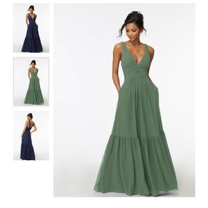 Morilee V-Neck Ruched Dress